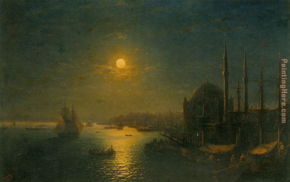 A Moonlit View of the Bosphorus painting - Ivan Constantinovich Aivazovsky A Moonlit View of the Bosphorus art painting